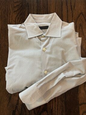Saks Fifth Avenue Light Blue Micro Dot Dress Shirt